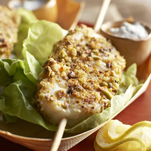 Pistachio-Crusted Alaska Halibut Bites